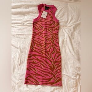 Forever 21 Pink and Orange Knit Sweater mini dress tiger print NWT